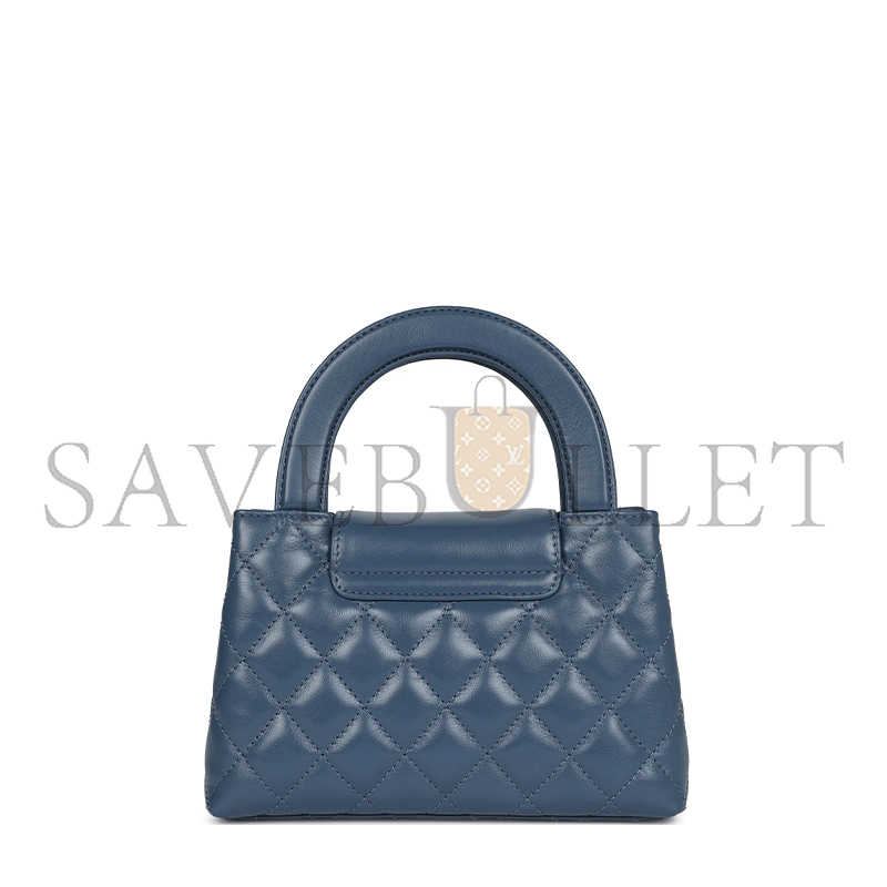 Ch*el kelly shopper blue shiny calfskin brushed gold hardware as4416 (19*13*7cm)